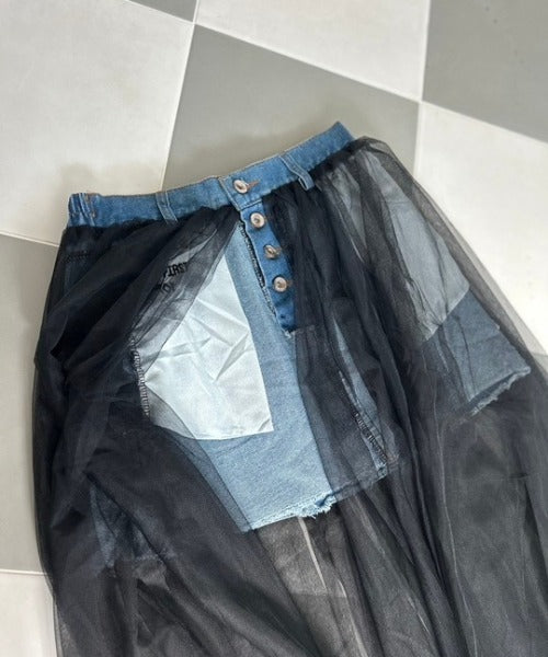 ipugo / チュール付きミニスカート