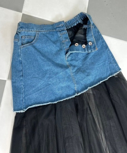 ipugo / チュール付きミニスカート