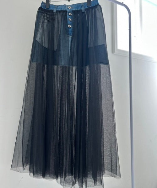 ipugo / チュール付きミニスカート