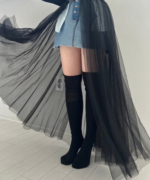 ipugo / チュール付きミニスカート