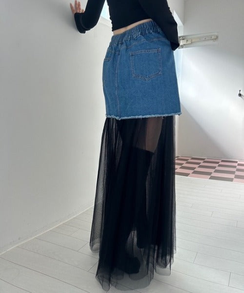 ipugo / チュール付きミニスカート
