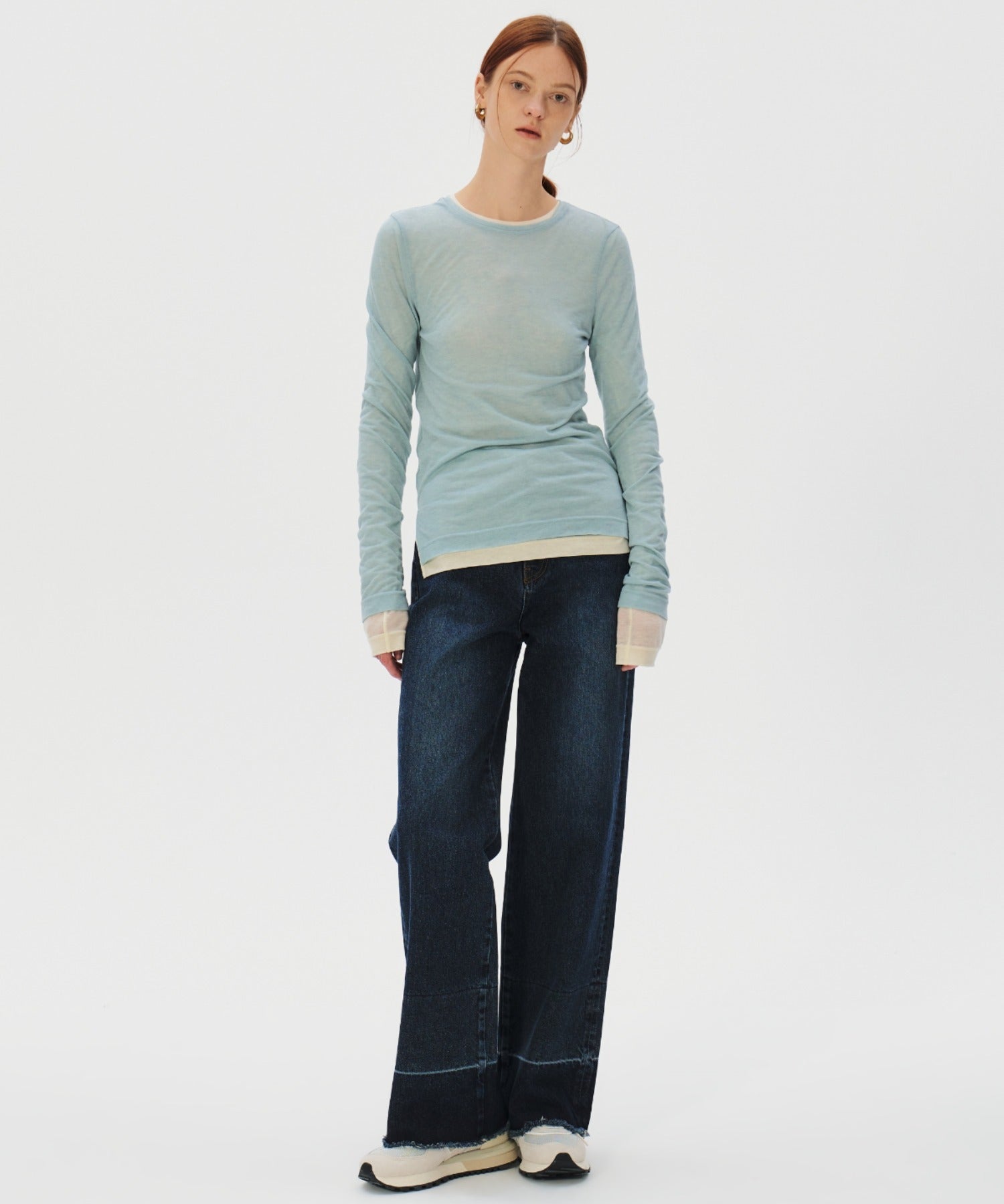 KUME / Lower Hem Washed Semi-Wide Denim Pants デニム パンツ