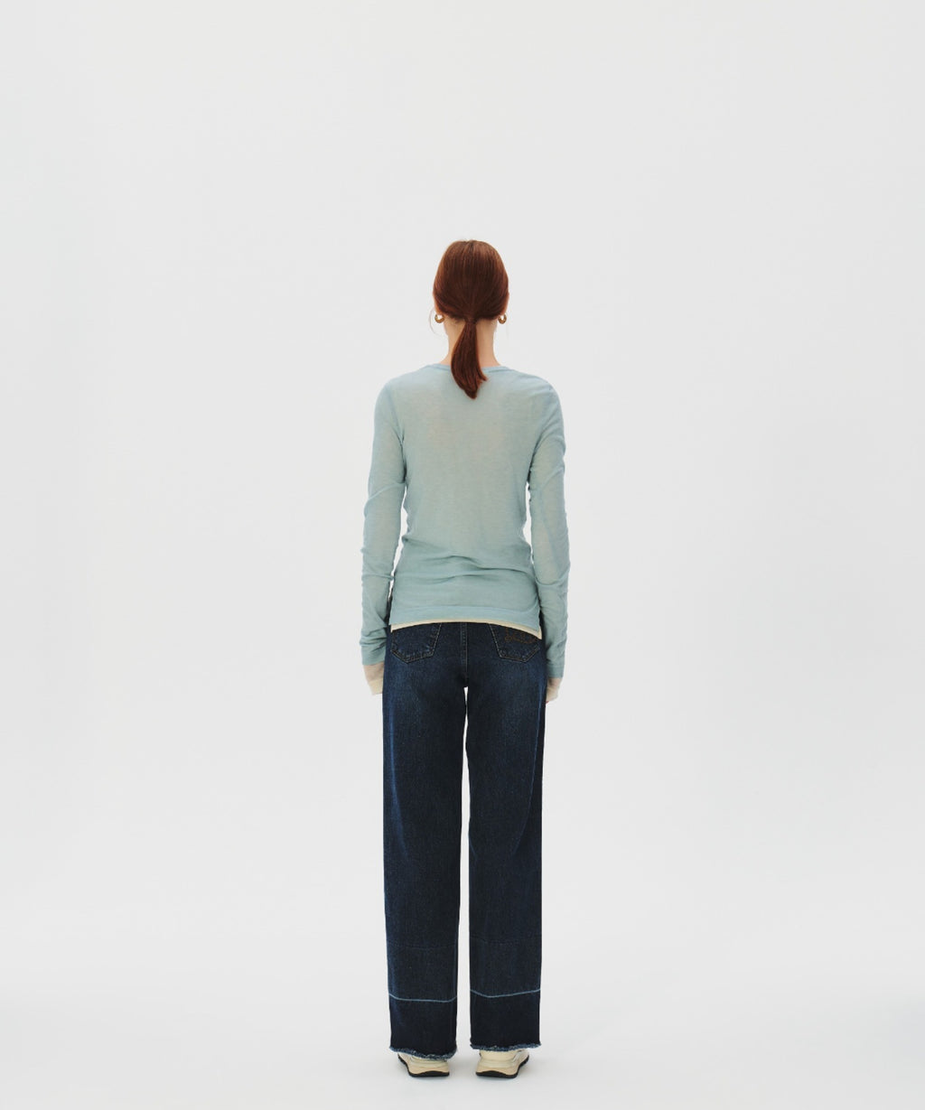 KUME / Lower Hem Washed Semi-Wide Denim Pants デニム パンツ