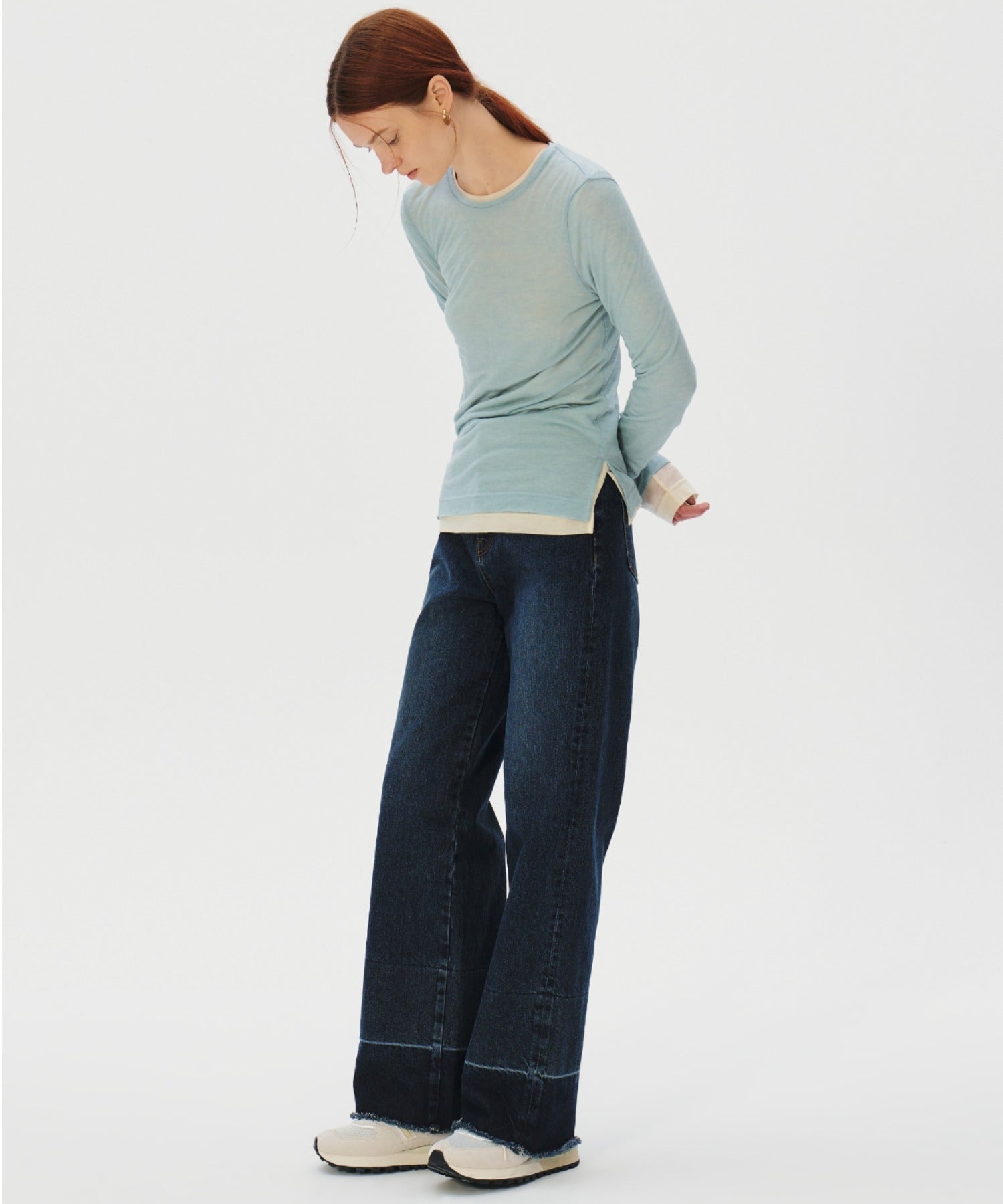 KUME / Lower Hem Washed Semi-Wide Denim Pants デニム パンツ