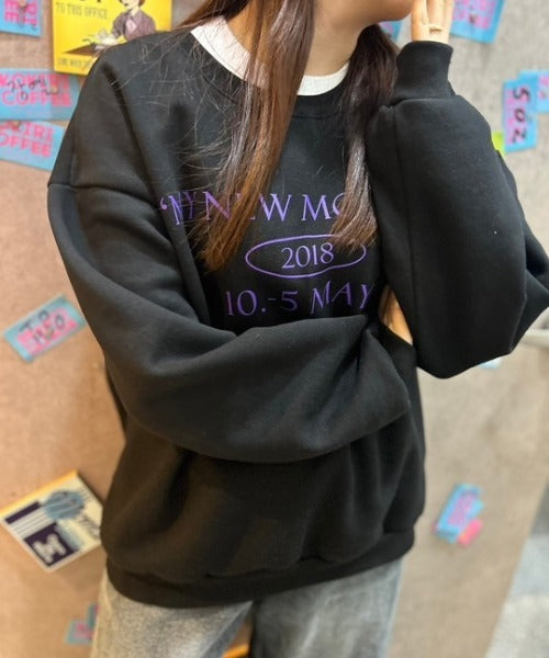 ipugo/イプゴ 英文字ロゴオーバーサイズ 裏起毛スウェット