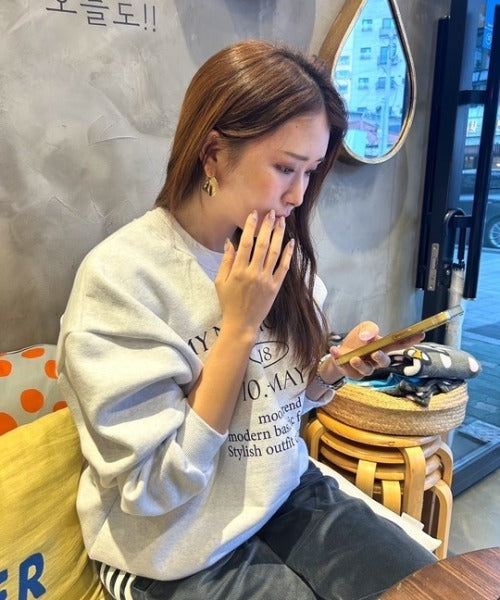 ipugo/イプゴ 英文字ロゴオーバーサイズ 裏起毛スウェット