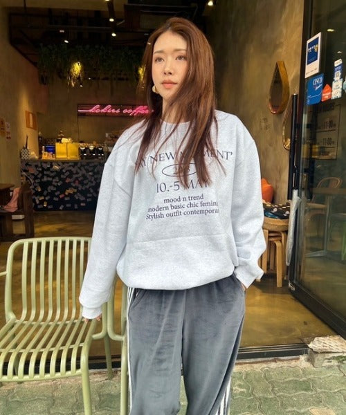 ipugo/イプゴ 英文字ロゴオーバーサイズ 裏起毛スウェット