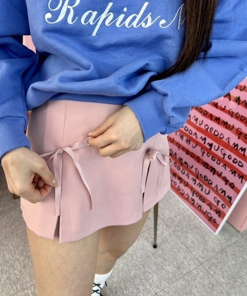 ipugo / Ribbon slit mini skirt