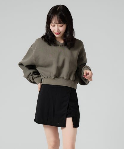 Chick / Vintage Like Short V-neck Sweat ヴィンテージ風 ショート丈Vネックスウェット