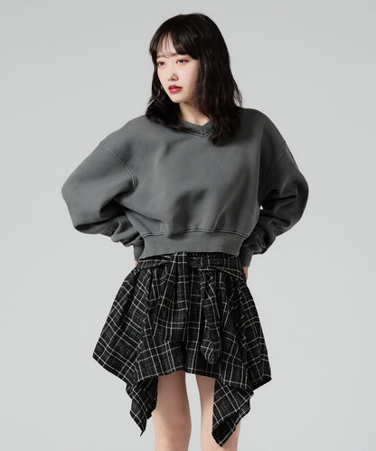 Chick / Vintage Like Short V-neck Sweat ヴィンテージ風 ショート丈Vネックスウェット