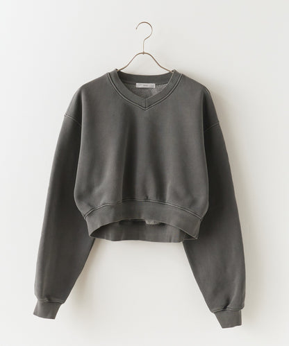 Chick / Vintage Like Short V-neck Sweat ヴィンテージ風 ショート丈Vネックスウェット