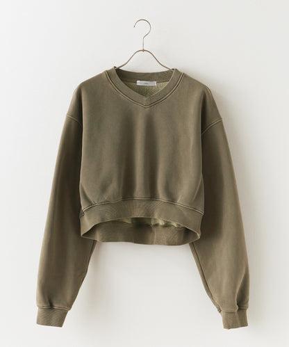 Chick / Vintage Like Short V-neck Sweat ヴィンテージ風 ショート丈Vネックスウェット