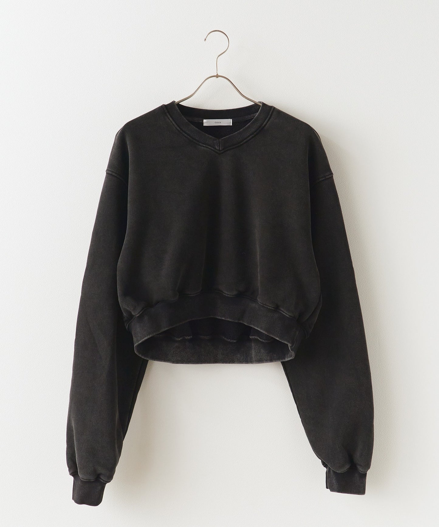 Chick / Vintage Like Short V-neck Sweat ヴィンテージ風 ショート丈Vネックスウェット