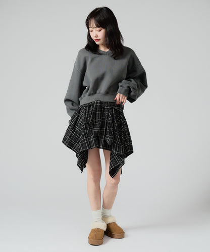 Chick / Vintage Like Short V-neck Sweat ヴィンテージ風 ショート丈Vネックスウェット