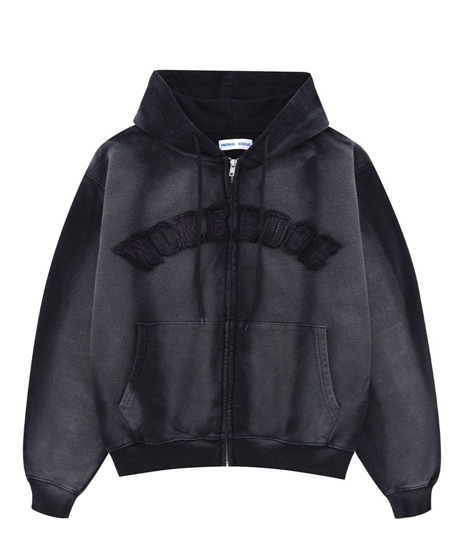 WOKE EDGE / Faded Embroidery Zip Up Hoodie