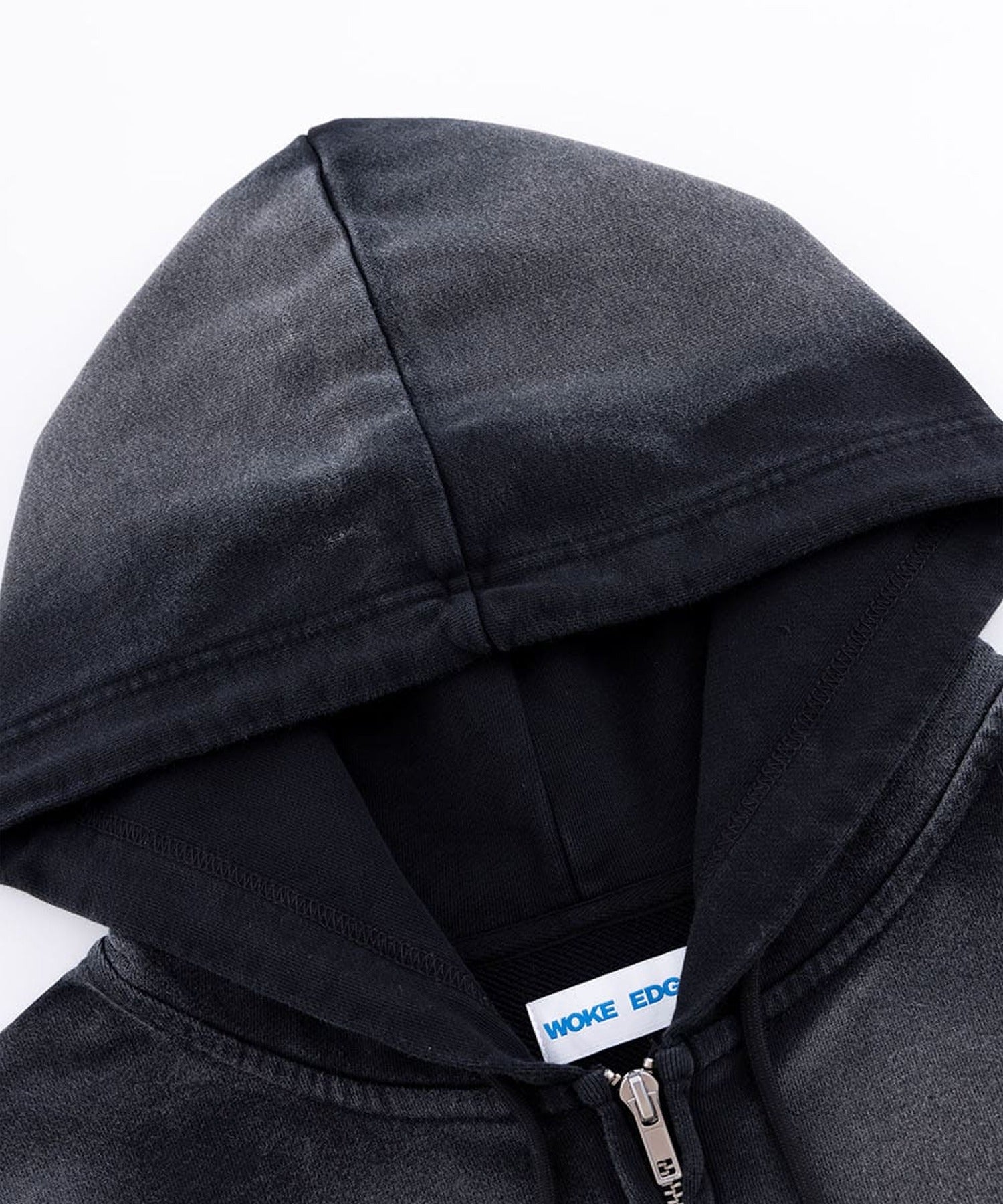 WOKE EDGE / Faded Embroidery Zip Up Hoodie