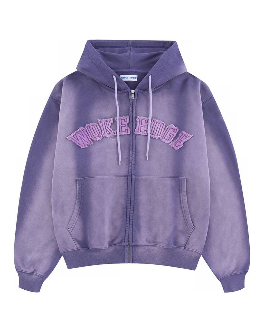 WOKE EDGE / Faded Embroidery Zip Up Hoodie