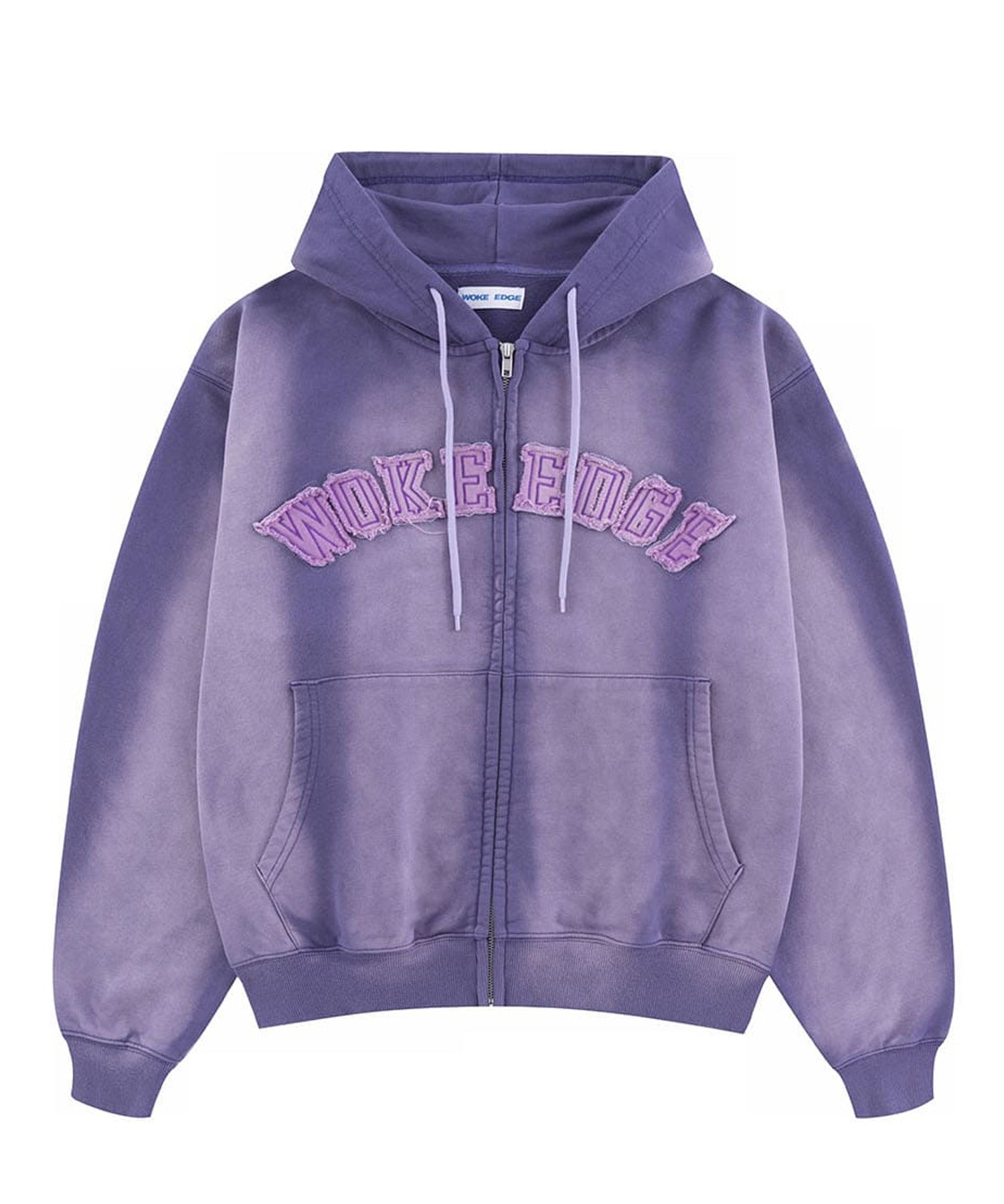 WOKE EDGE / Faded Embroidery Zip Up Hoodie