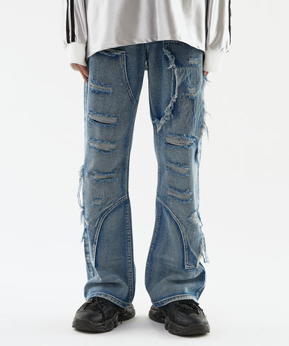 Theater code：damage denim pant ランダムダメージ デニム パンツ