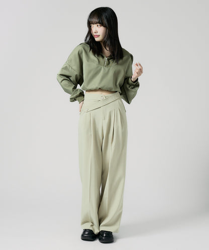 Chick / Double Button High-Waist Wide Slacks ウエストベルト 2タック ワイドスラックス