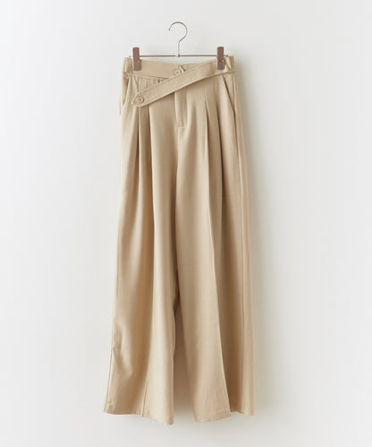 Chick / Double Button High-Waist Wide Slacks ウエストベルト 2タック ワイドスラックス