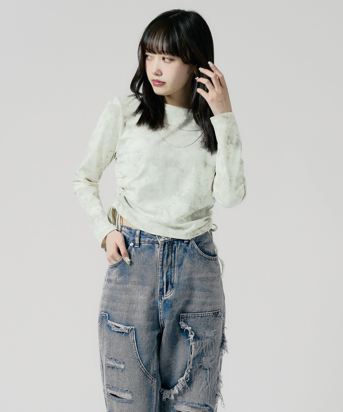 Chick / SIDE Shirring Cut Sew サイド シャーリング カットソー