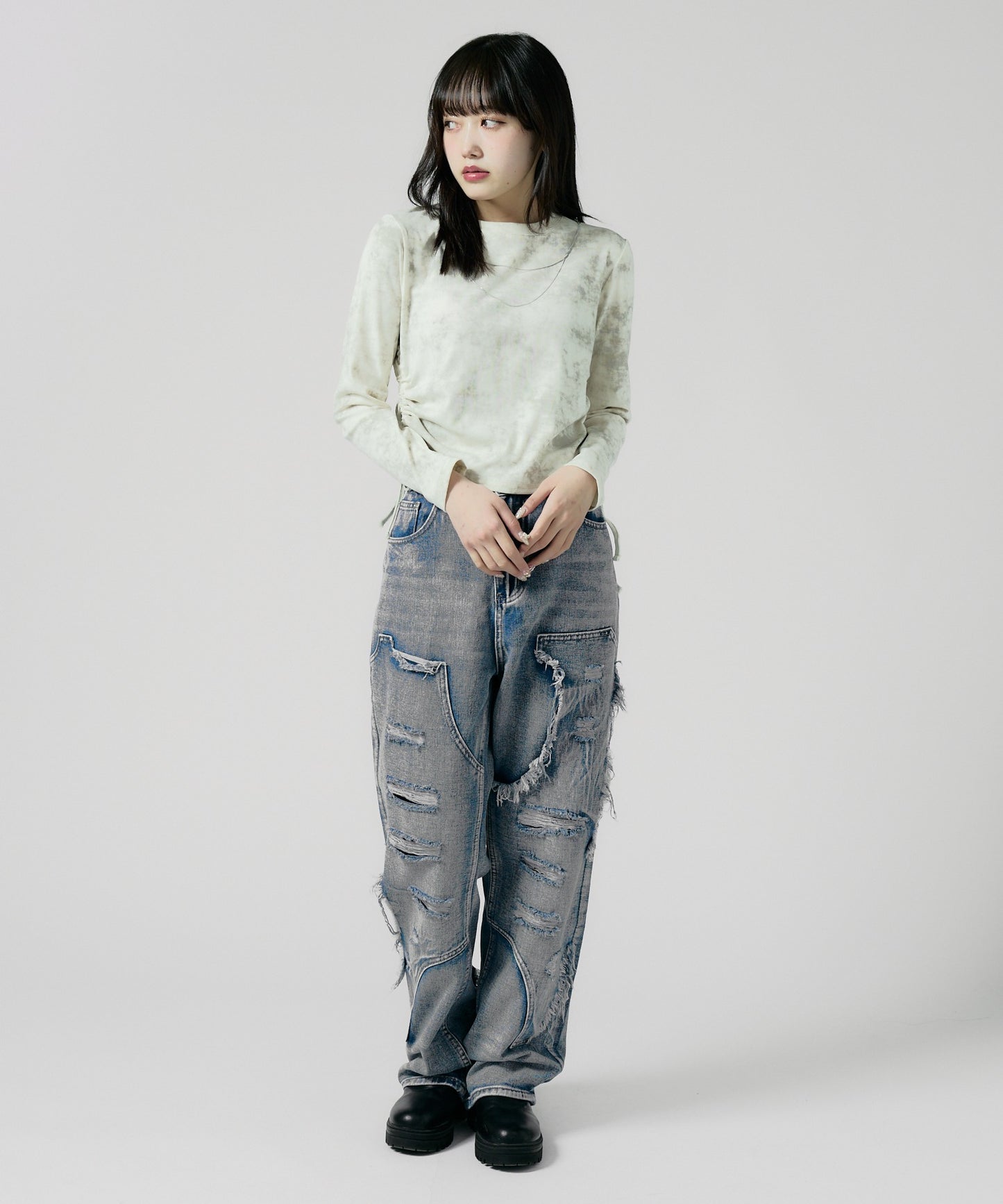 Chick / SIDE Shirring Cut Sew サイド シャーリング カットソー