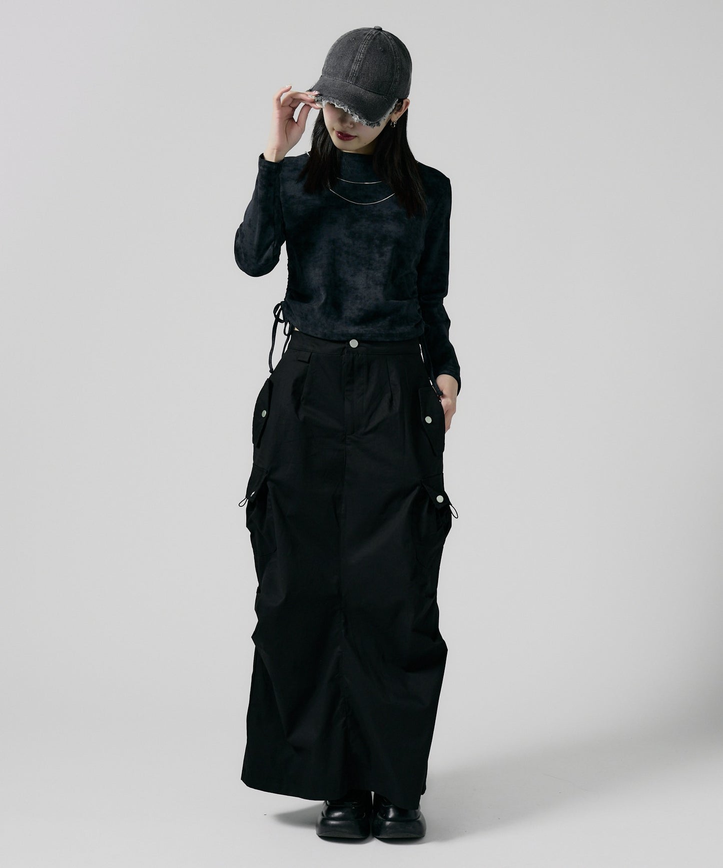 Chick / SIDE Shirring Cut Sew サイド シャーリング カットソー