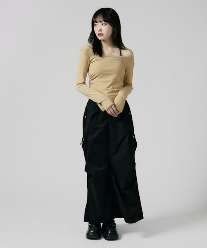 Chick / Round Neck Side Gathered Cut and Sewn ラウンドネック サイドギャザーカットソー