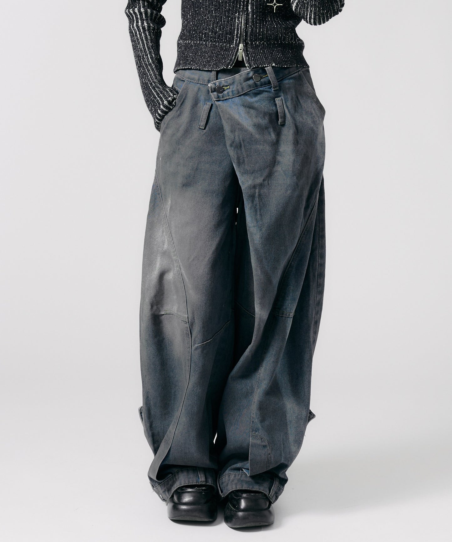 Chick / Reproduct Wide Leg Denim Pants 再構築 ワイドレッグ ロングデニムパンツ