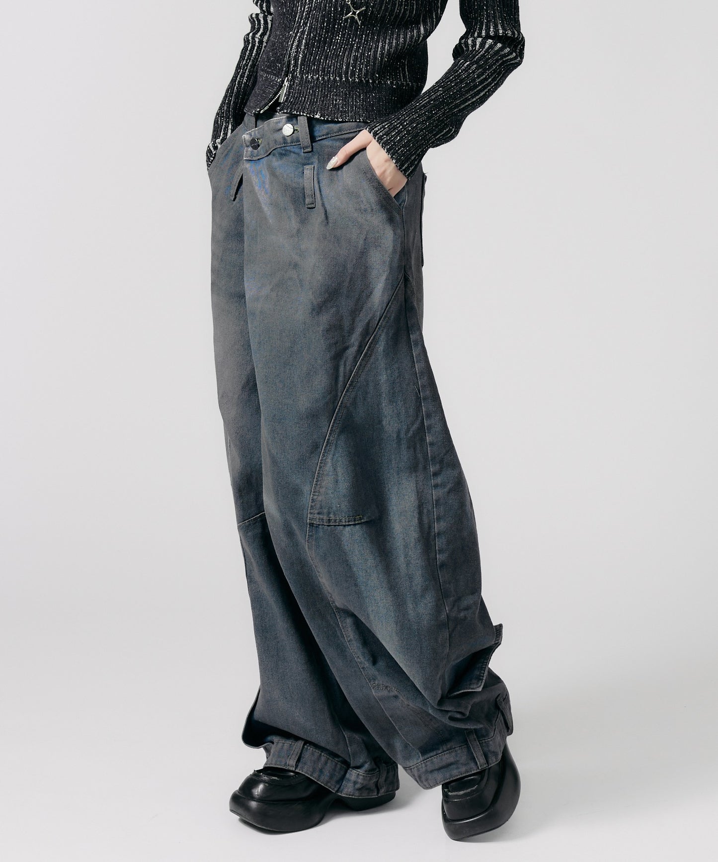 Chick / Reproduct Wide Leg Denim Pants 再構築 ワイドレッグ ロングデニムパンツ