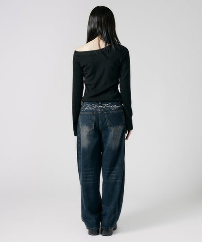 Chick / Used Like Wide Leg Buggy Jeans ユーズド加工 バギージーンズ