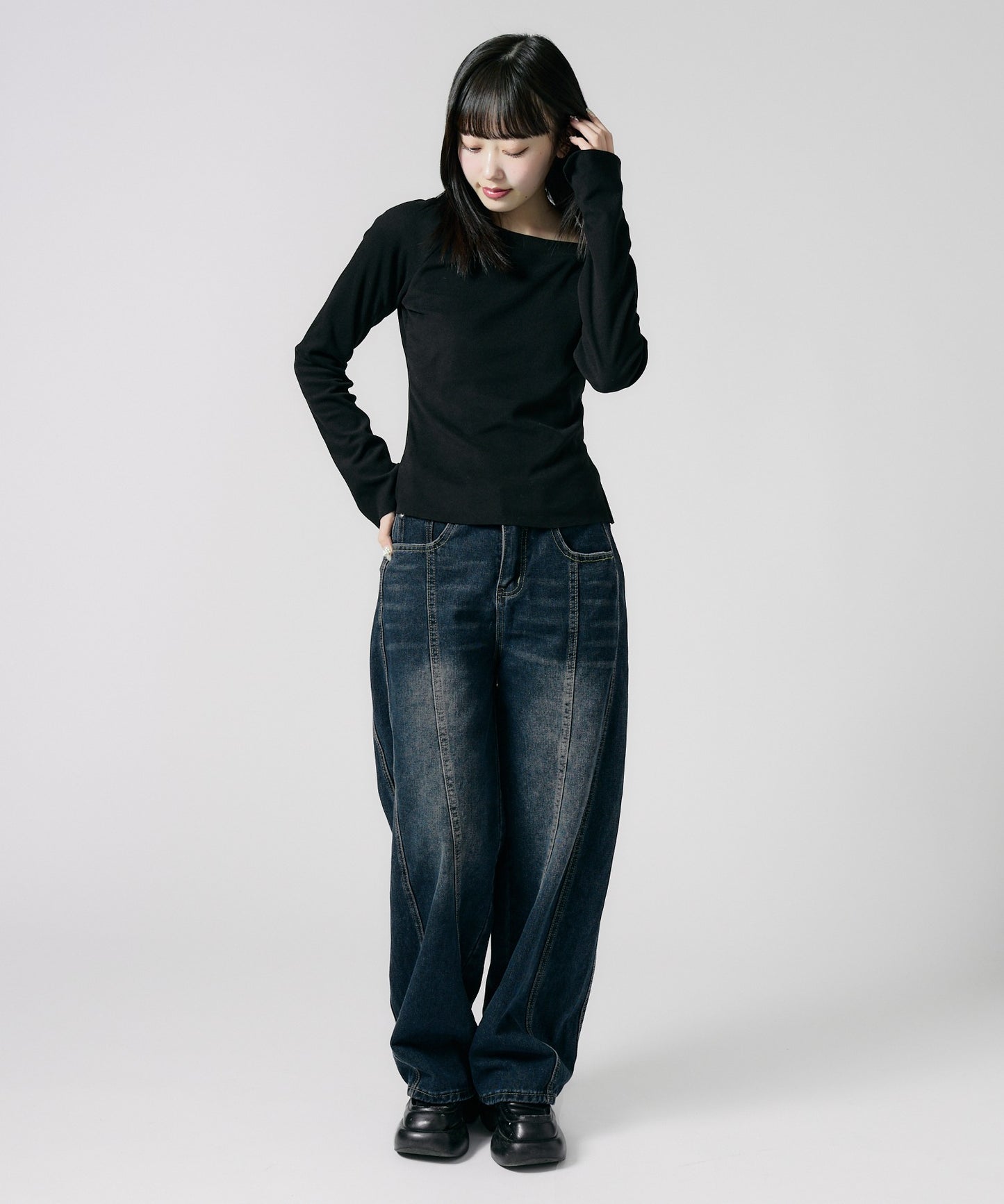 Chick / Used Like Wide Leg Buggy Jeans ユーズド加工 バギージーンズ