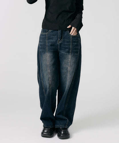 Chick / Used Like Wide Leg Buggy Jeans ユーズド加工 バギージーンズ