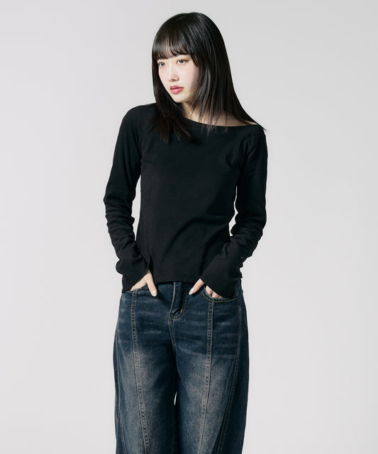 Chick / Soft Tach Offshoulder Knit Sewn ソフトタッチ オフショル ニットソー