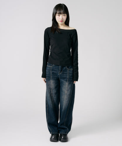 Chick / Soft Tach Offshoulder Knit Sewn ソフトタッチ オフショル ニットソー