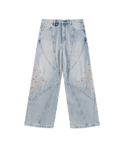 SUPPLIER / Cross Lethaer Patch Baggy Denim Pants