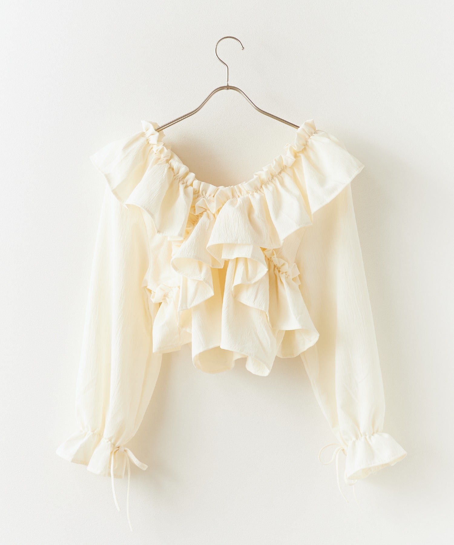 ROOPTOKYO / ショート丈 オフショル クロスリボンブラウス キャンディースリーブ