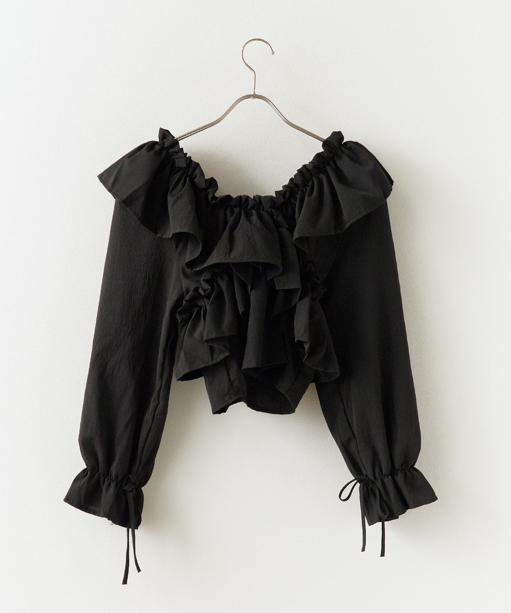 ROOPTOKYO / ショート丈 オフショル クロスリボンブラウス キャンディースリーブ