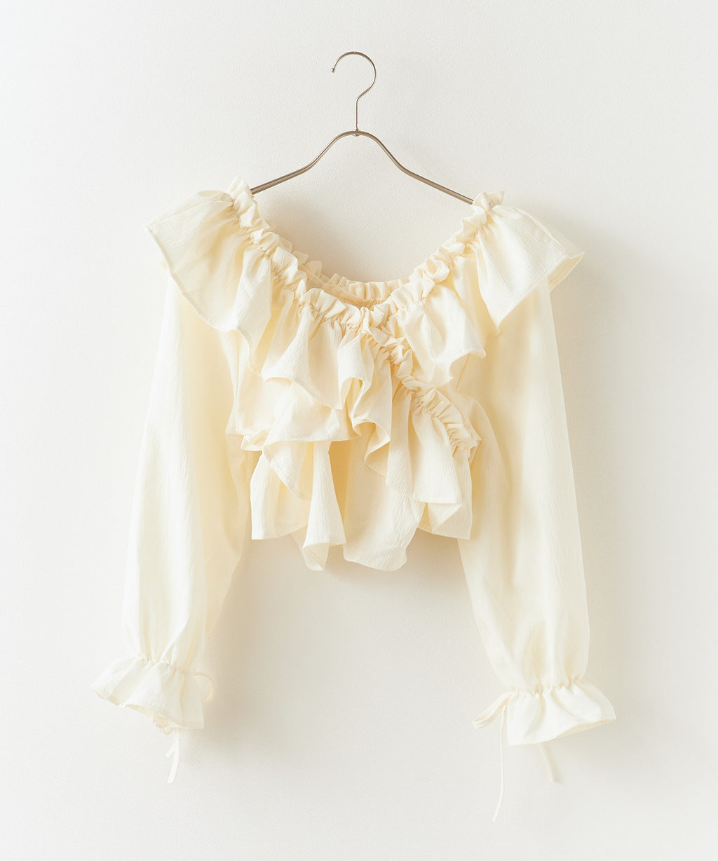 ROOPTOKYO / ショート丈 オフショル クロスリボンブラウス キャンディースリーブ