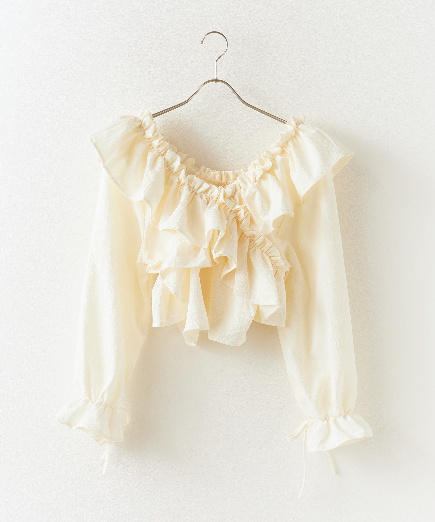 ROOPTOKYO / ショート丈 オフショル クロスリボンブラウス キャンディースリーブ