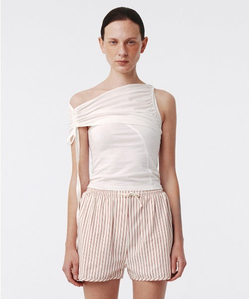 Kijun / Shirring One Shoulder Top ワンショルダートップス