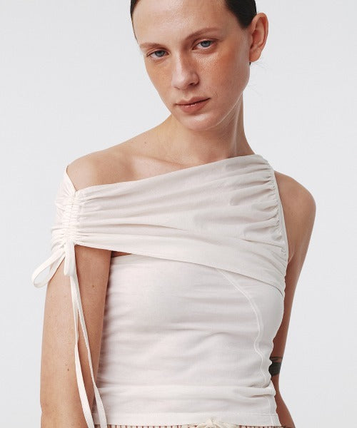 Kijun / Shirring One Shoulder Top ワンショルダートップス