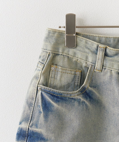 Chick / Damage Denim Half Pants ヴィンテージデニム風 ダメージ加工パンツ