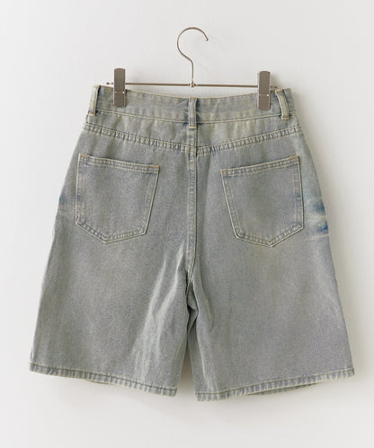 Chick / Damage Denim Half Pants ヴィンテージデニム風 ダメージ加工パンツ