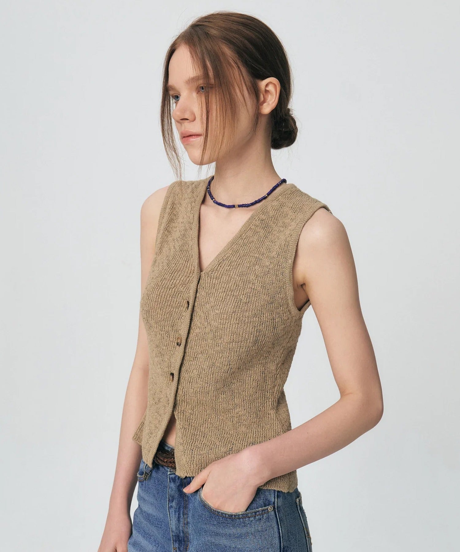 KUME / Fitted Button Knitted Vest ベスト