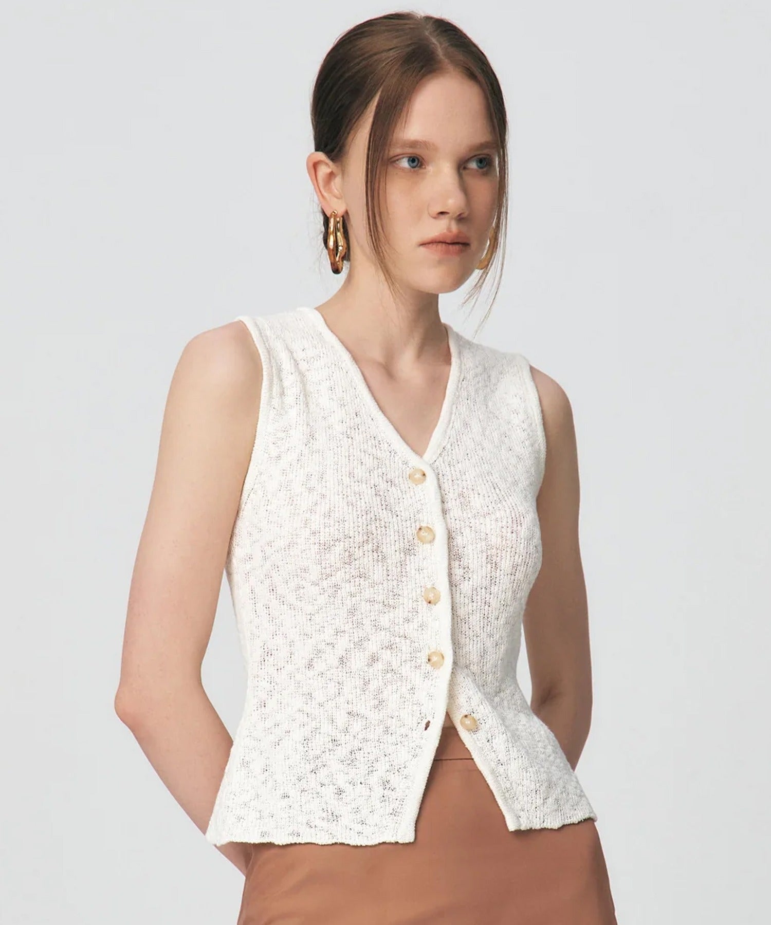 KUME / Fitted Button Knitted Vest ベスト