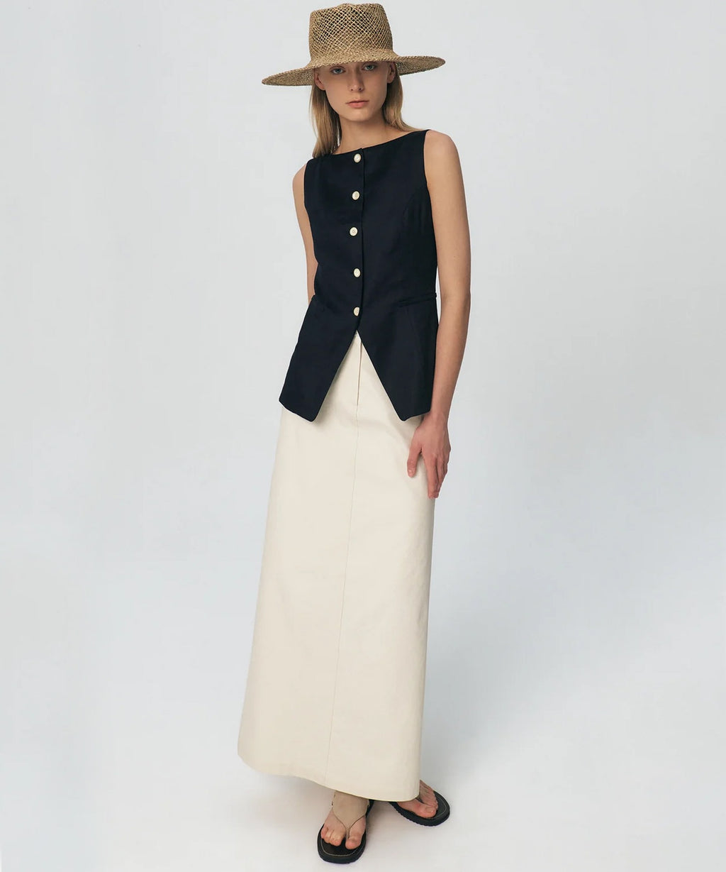 KUME / Fringe Wasit H-line Skirt / ロングスカート