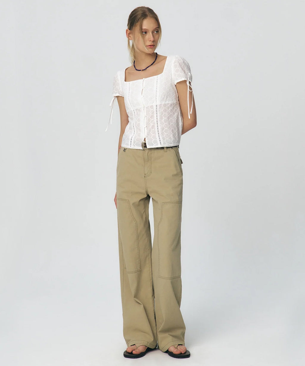 KUME / Semi Wide Cargo Work Denim Pants