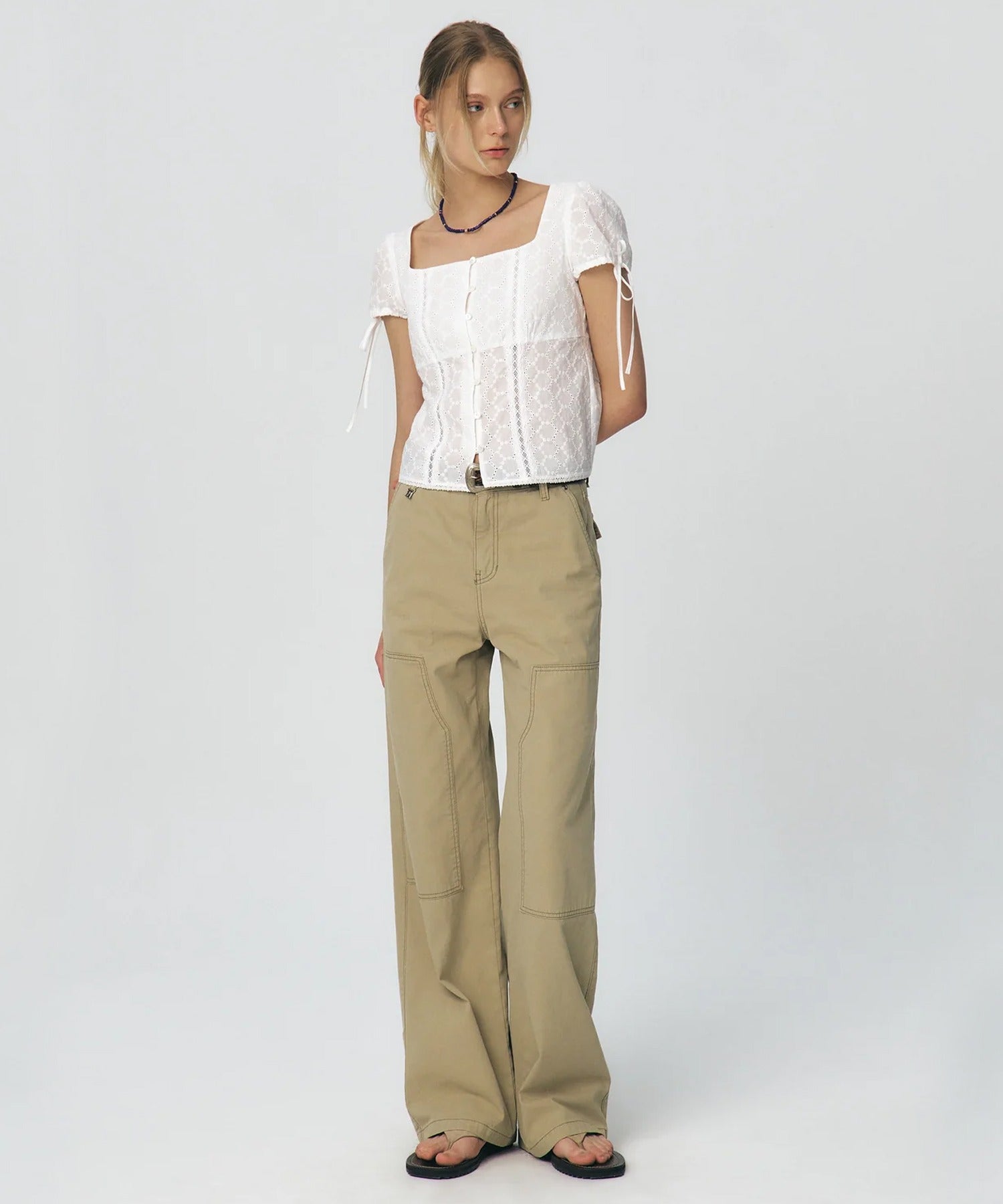 KUME / Semi Wide Cargo Work Denim Pants